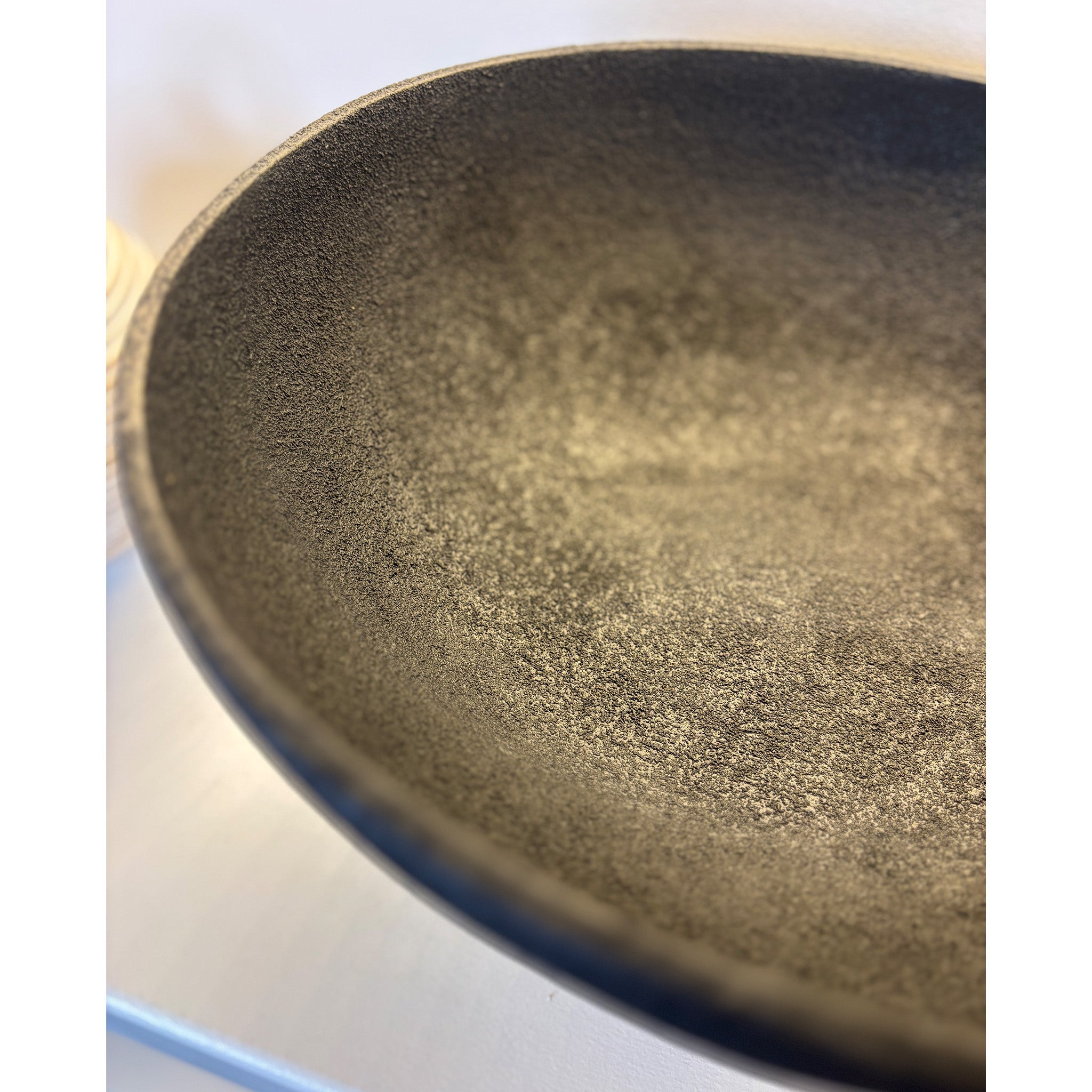 Large Textured Black Pedestal Bowl